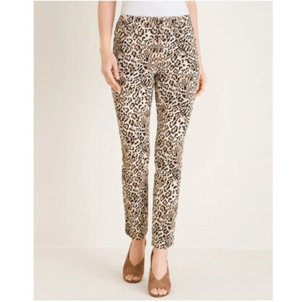 Chico's Jeans Size 4 (20) Cheetah Ankle Slim Leg NWOT